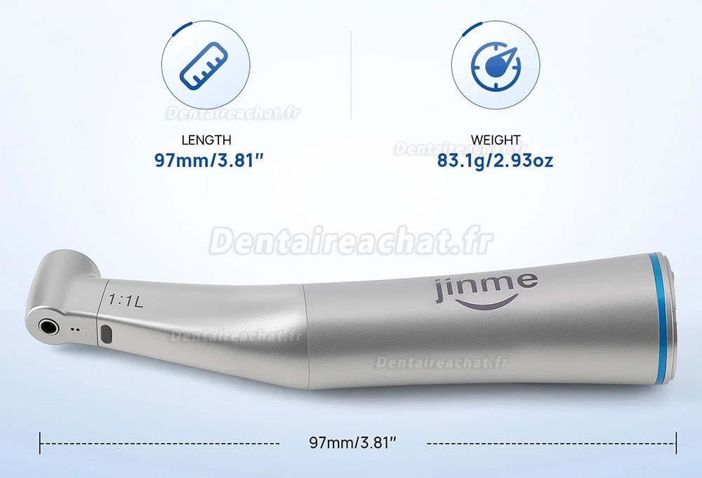 Pi&egrave;ce &agrave; main contre-angle bague bleu dentaire Jinme W11L avec fibre optique et spray interne